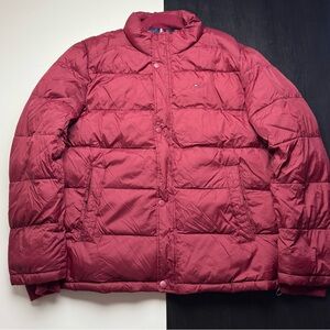 Tommy Hilfiger Burgundy Puffer Jacket Men’s Size XL Full Zip Lightweight XL